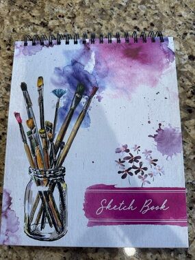 Sketch Book - Watercolor Brush Jar Design in Pink and Purple